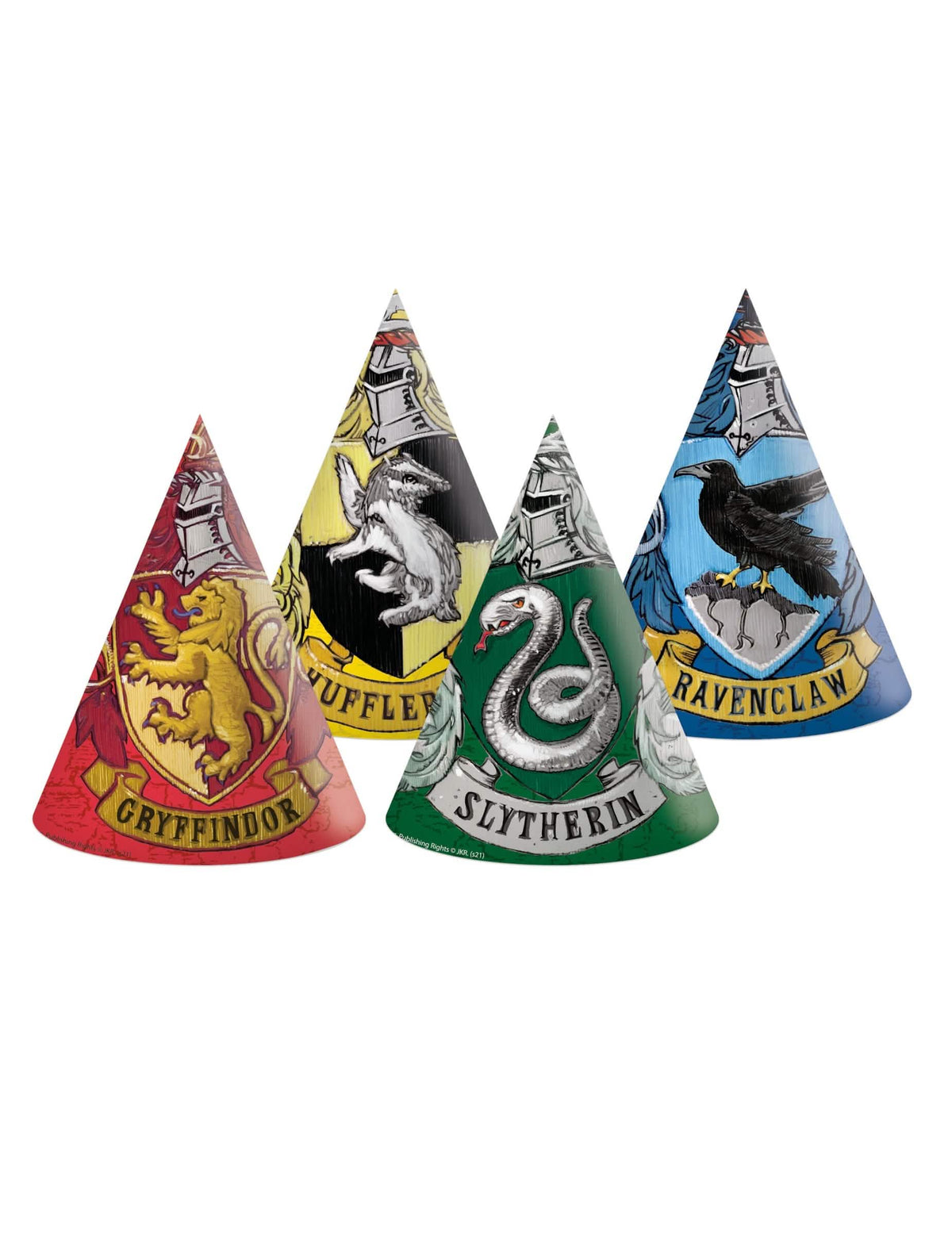 Kartónové párty klobúky Harry Potter pre dieťa viacfarebné so znakmi štyroch domov