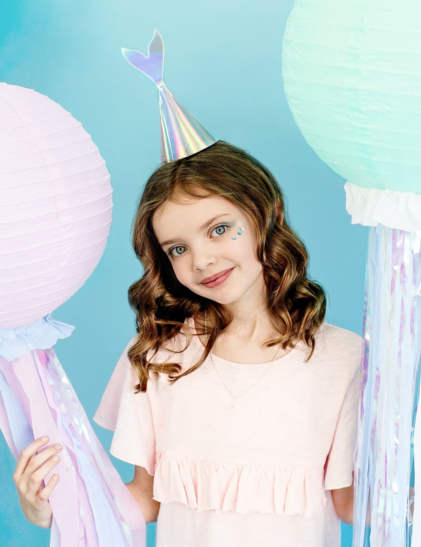 6 slávnostných klobúkov holografického sirény chvosta 8 x 18 cm