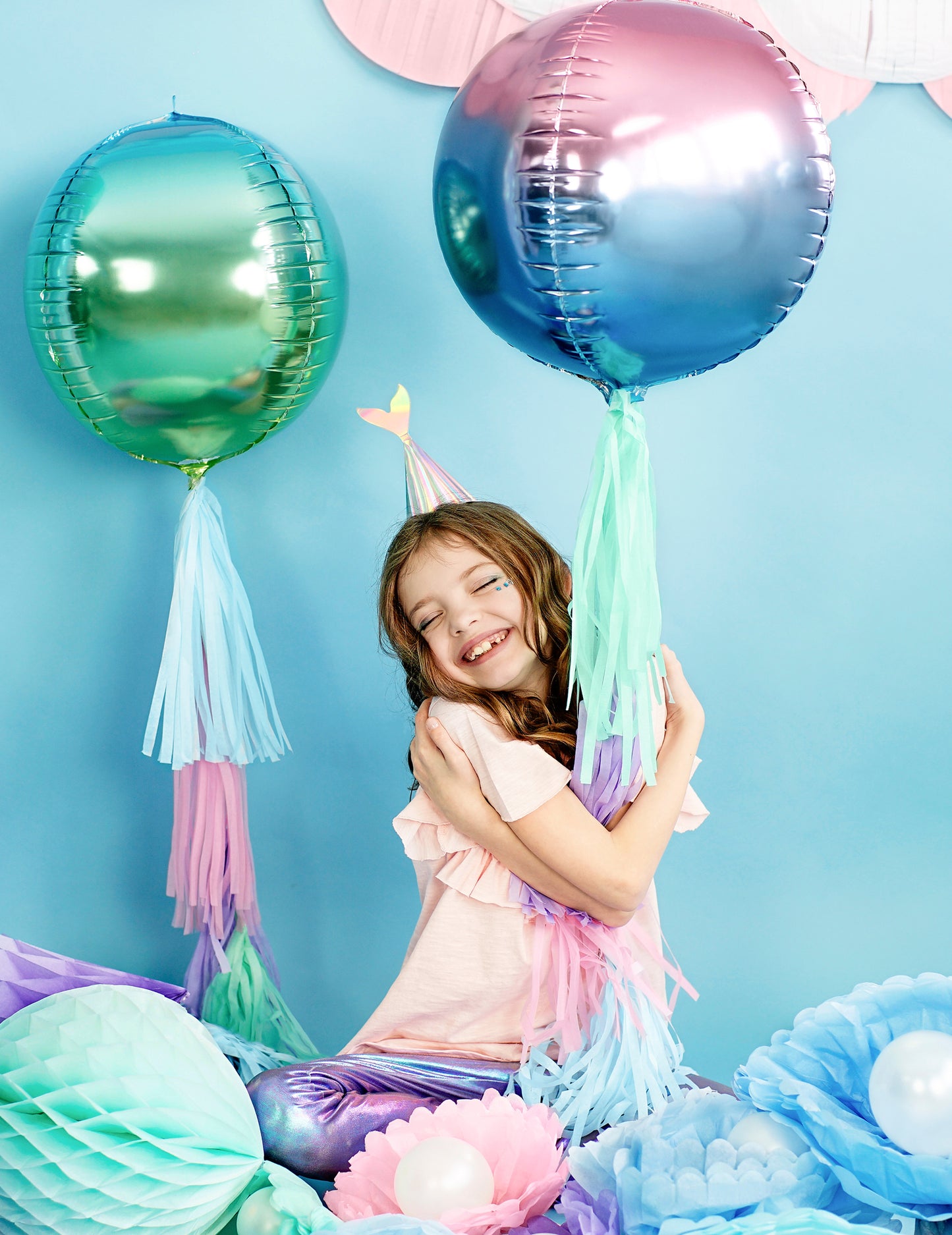 6 slávnostných klobúkov holografického sirény chvosta 8 x 18 cm