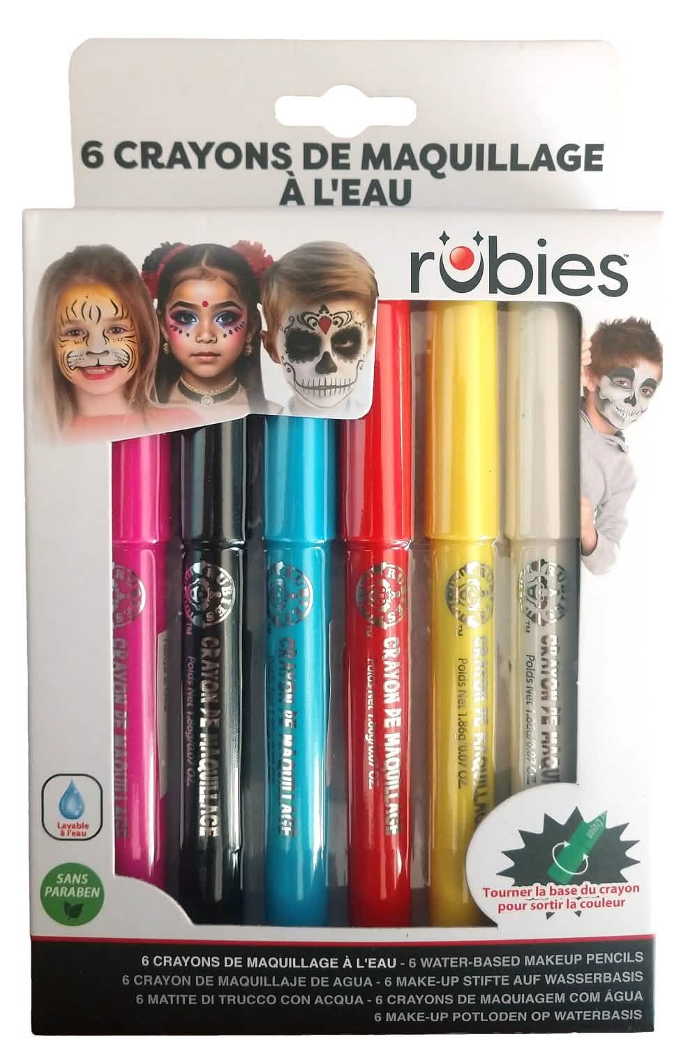 6 ceruzky líčidlá na vodnej báze pre dieťa multicolorové