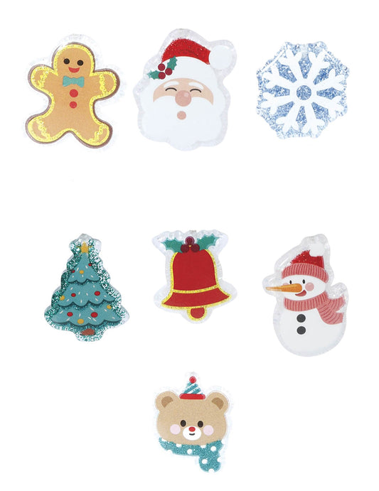 Détail des motifs des elastiques à cheveux de Noël