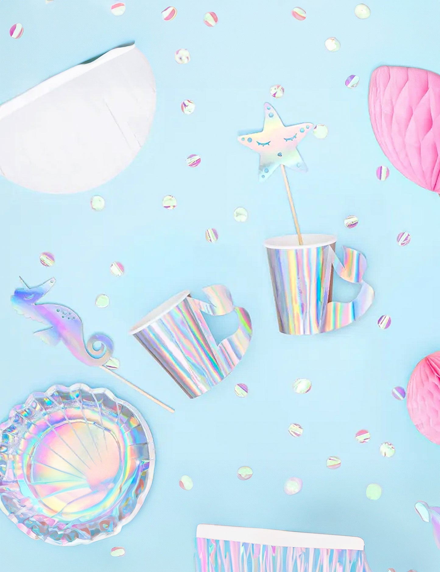 6 kartónových pohárov holografická morská panna 220 ml