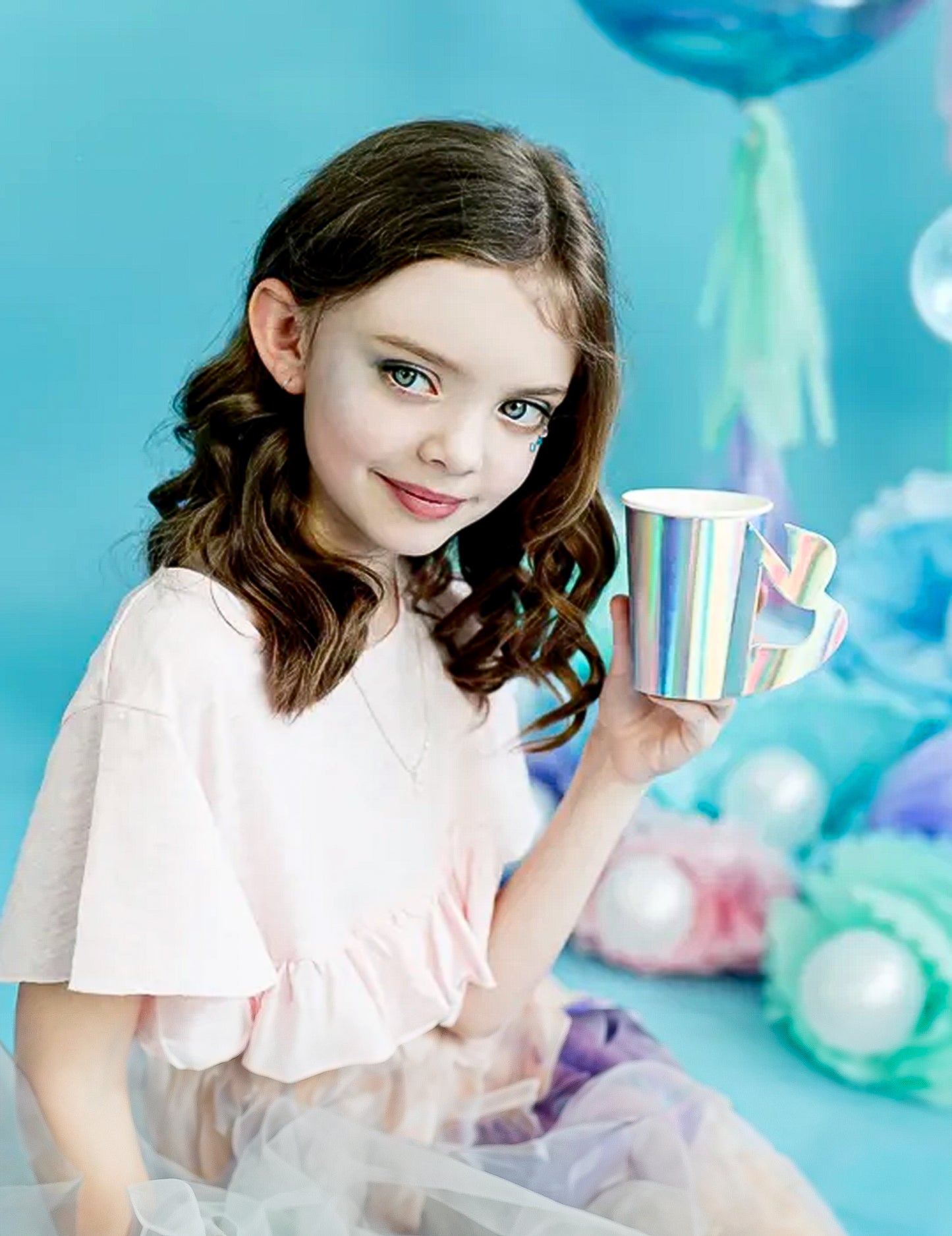 6 kartónových pohárov holografická morská panna 220 ml