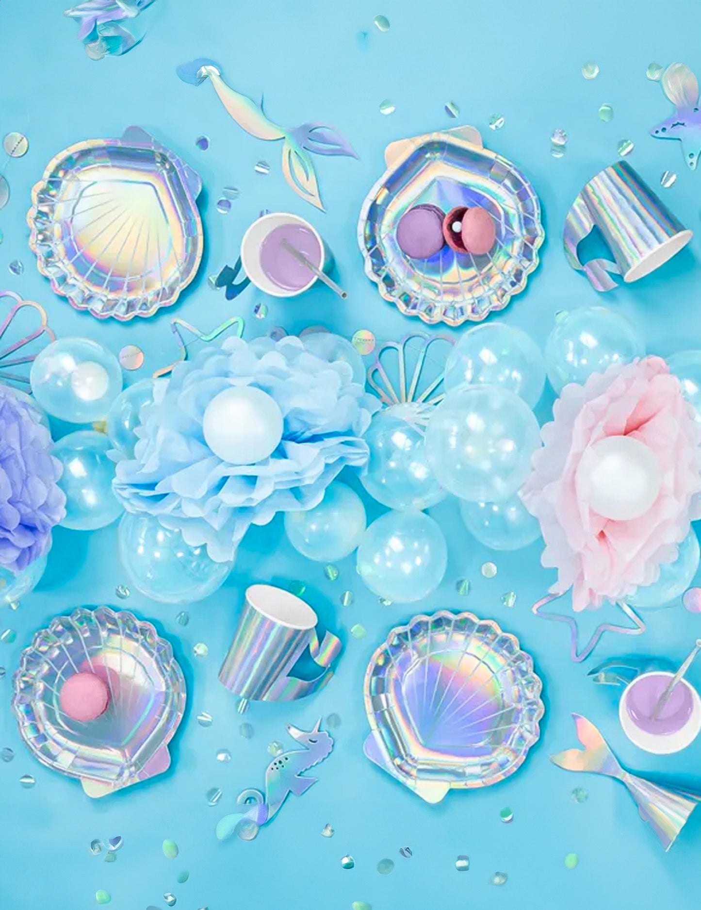 6 kartónových pohárov holografická morská panna 220 ml