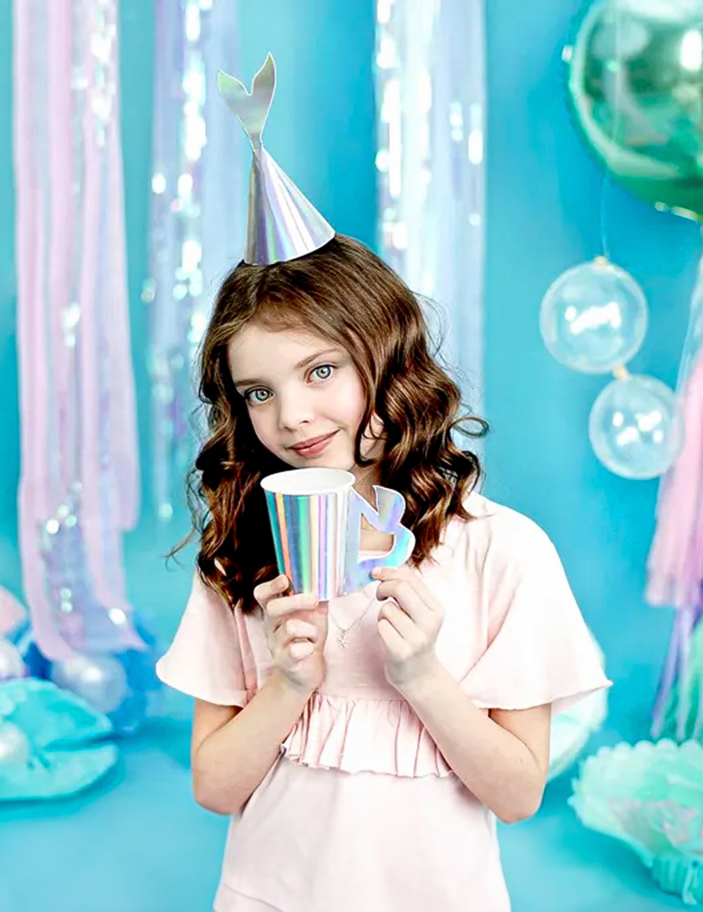 6 kartónových pohárov holografická morská panna 220 ml