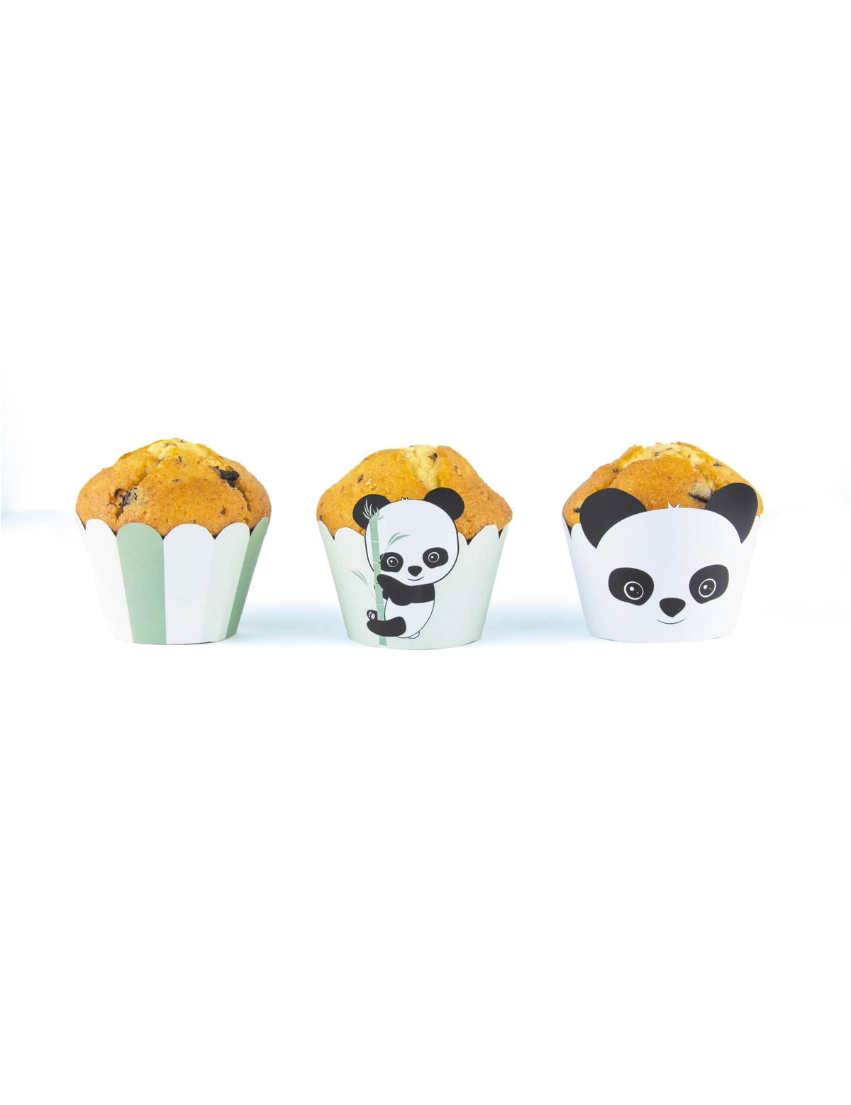 Obrusky na košíček bábätko panda na dekoráciu biele a pastelovo zelené