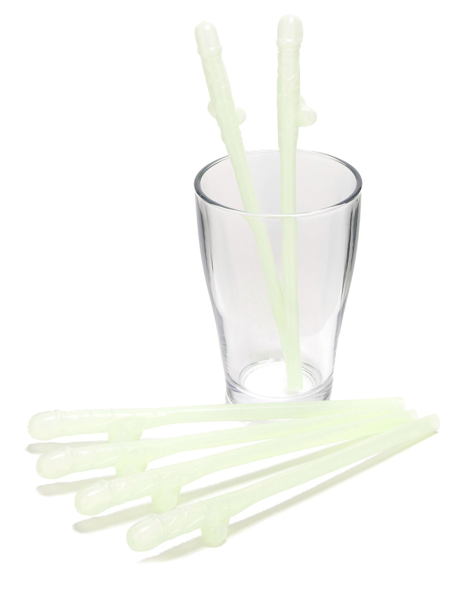 Zobrazenie koketných fosforeskujúcich slamiek v pohári