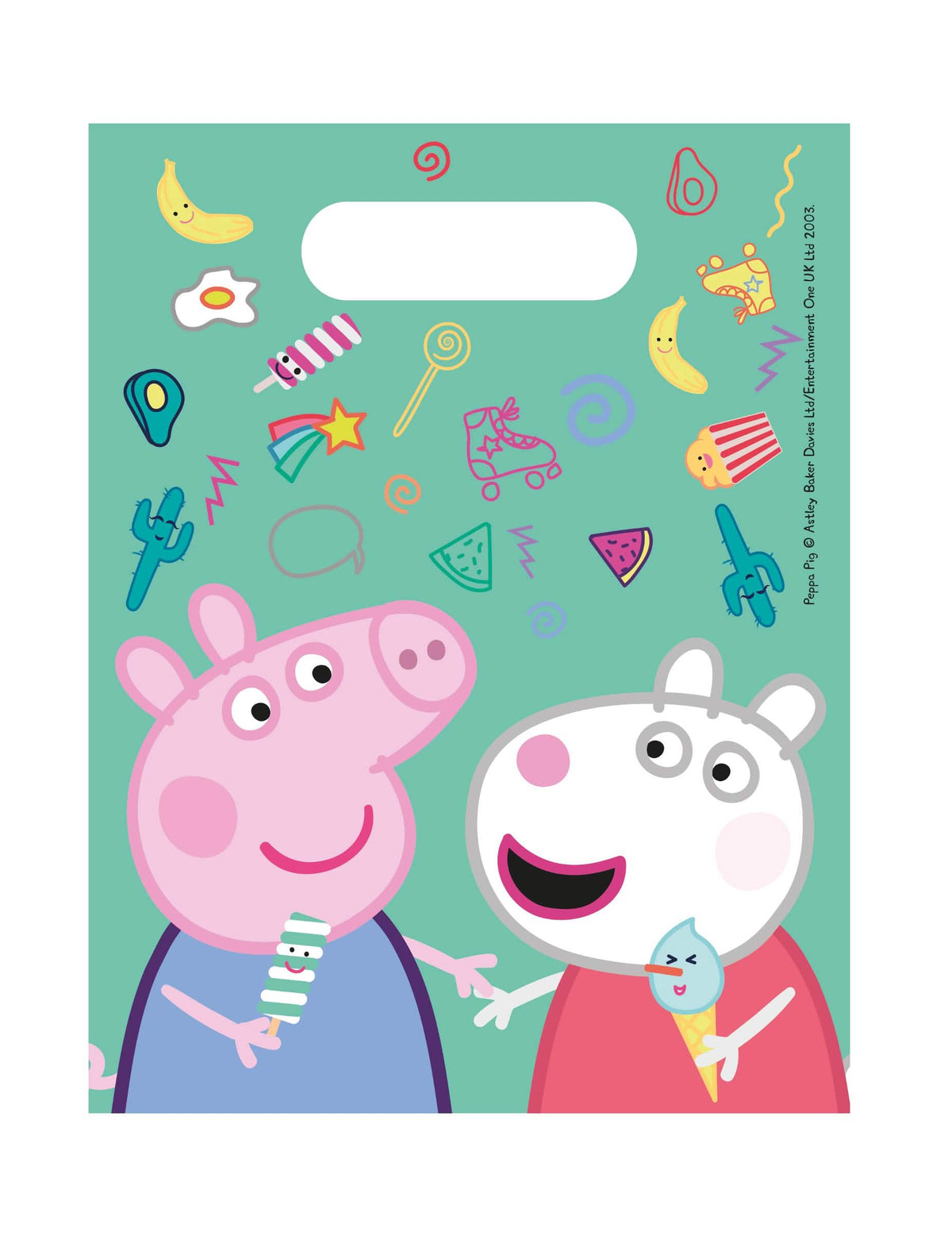 darčekové tašky Prasiatko Peppa pre dieťa zelená mentolová s Prasiatkom Peppa a Suzy Sheep