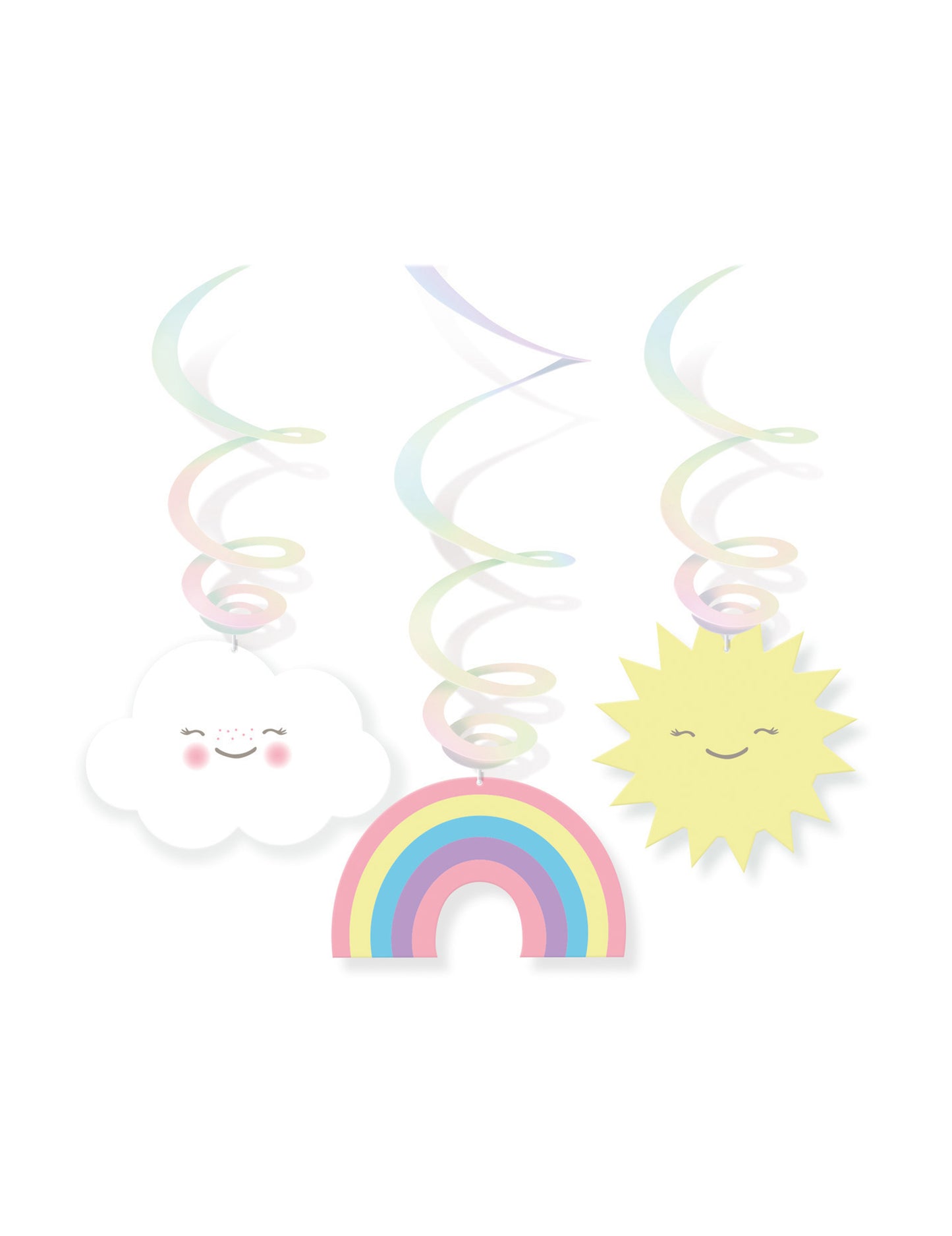 6 špirálových závesných dekorácií v tvare malých oblakov a pastelových farbách