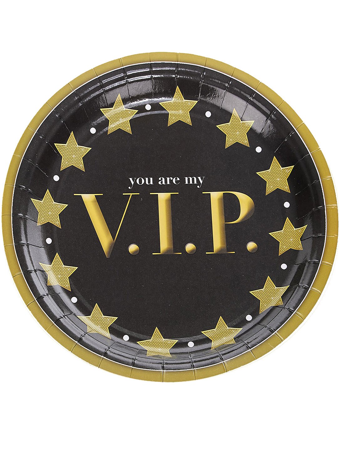 8 VIP papierové taniere 23 cm čierne a zlaté