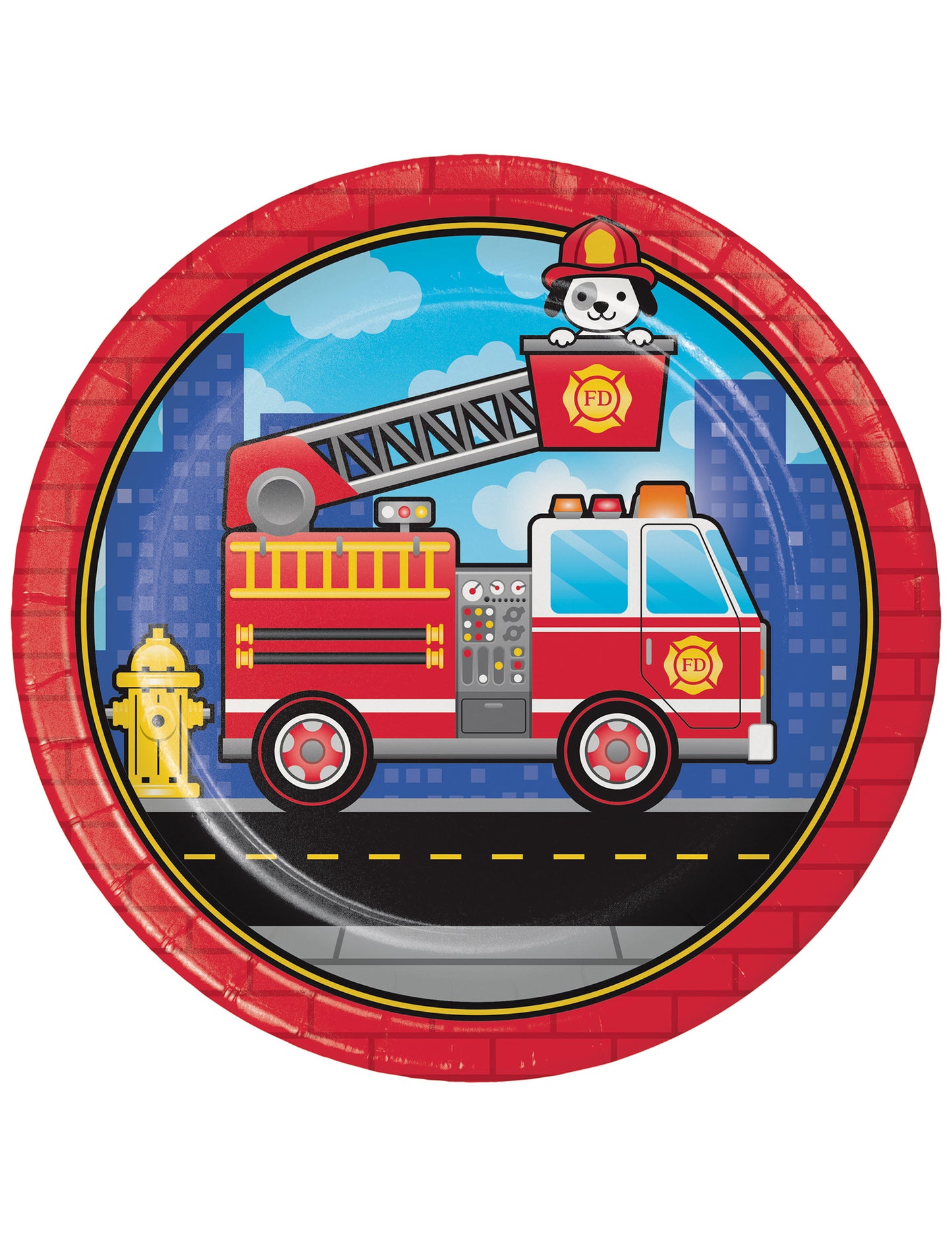 8 papierových tanierov s motívom hasičského auta 23 cm na narodeniny
