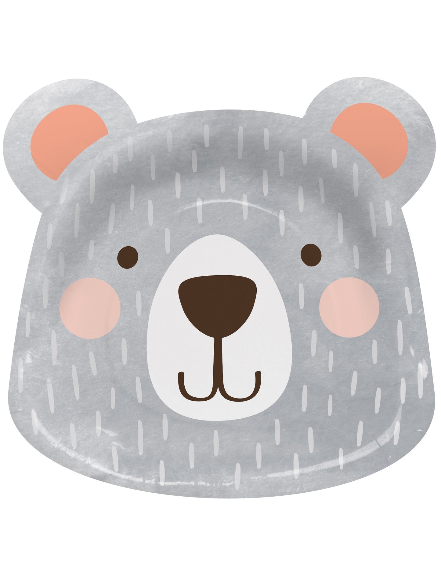 8 kartónových tanierov v tvare hlavy sivého medveďa 20,8 x 21,6 cm