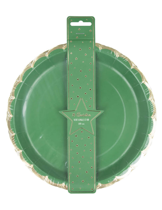 Détail de l'emballage des assiettes festonnées en carton Noël pour la fête