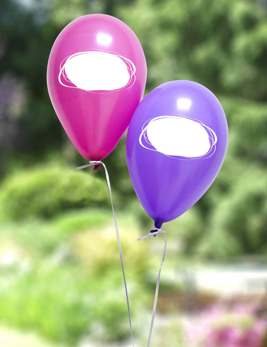 Détail des ballons rose et violet des ballons en latex à personnaliser pour fête