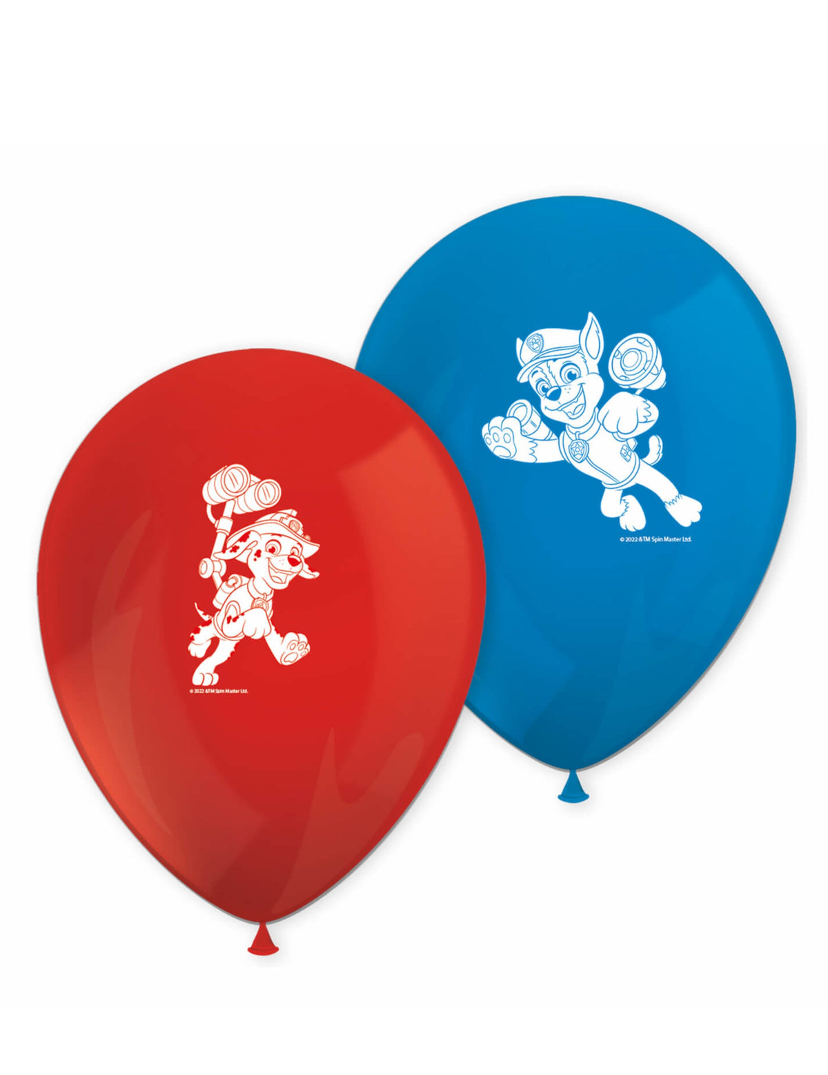 8 ballons en latex Pat' Patrouille prêt pour l'action pour enfant rouge et bleu