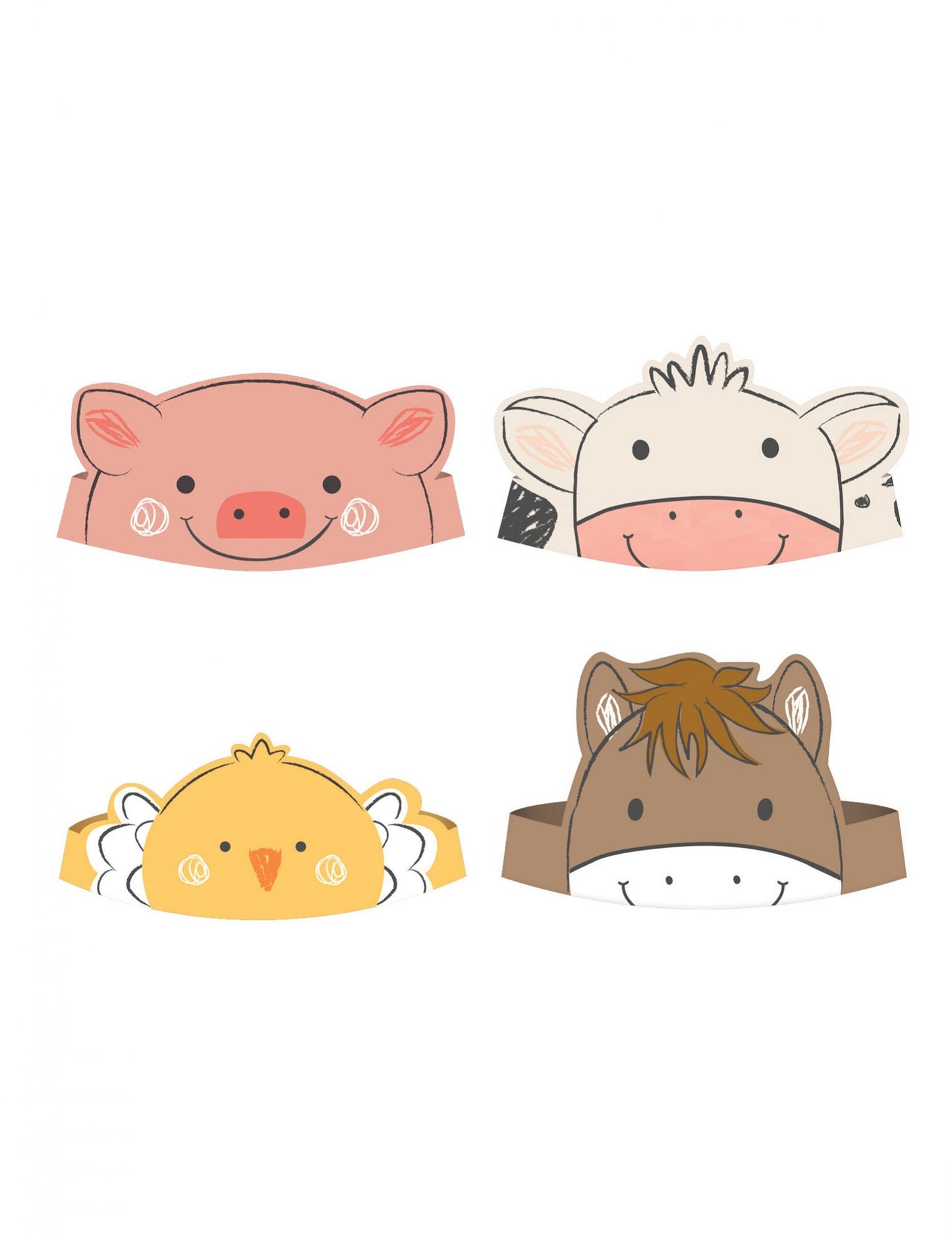 8 kartónových párty klobúkov na narodeninovú oslavu s farmárskou tematikou a zvieratkami