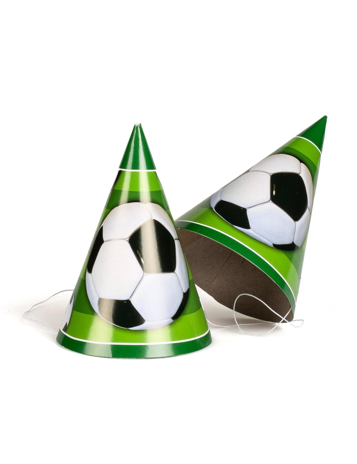 8 kartónových futbalových čiapok, 3D balón