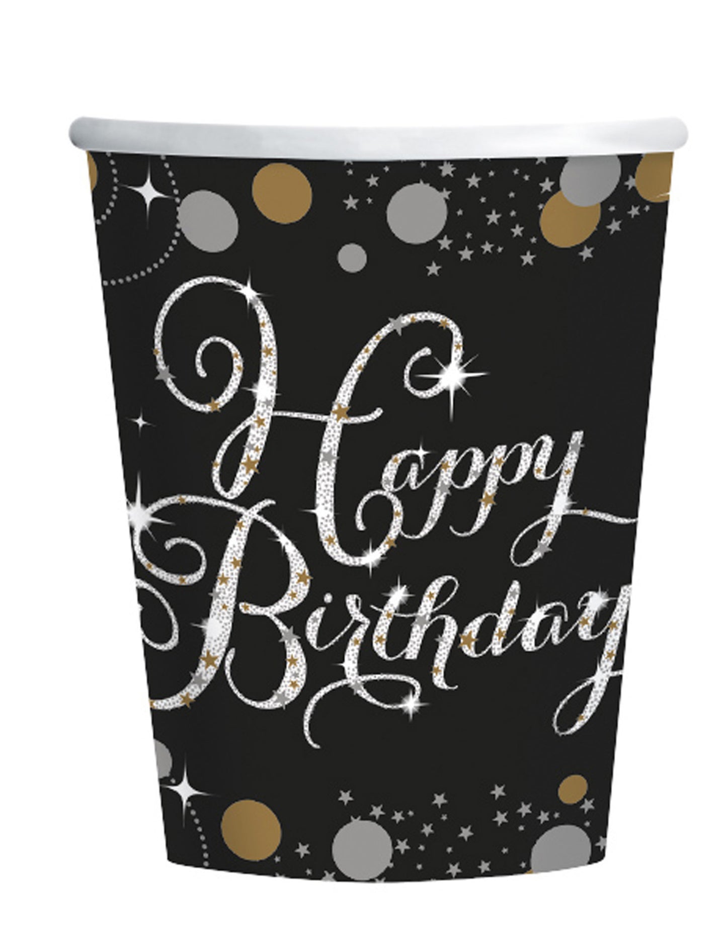 8 šumivých papierových pohárov Sparkling Celebration 250ml Happy Birthday