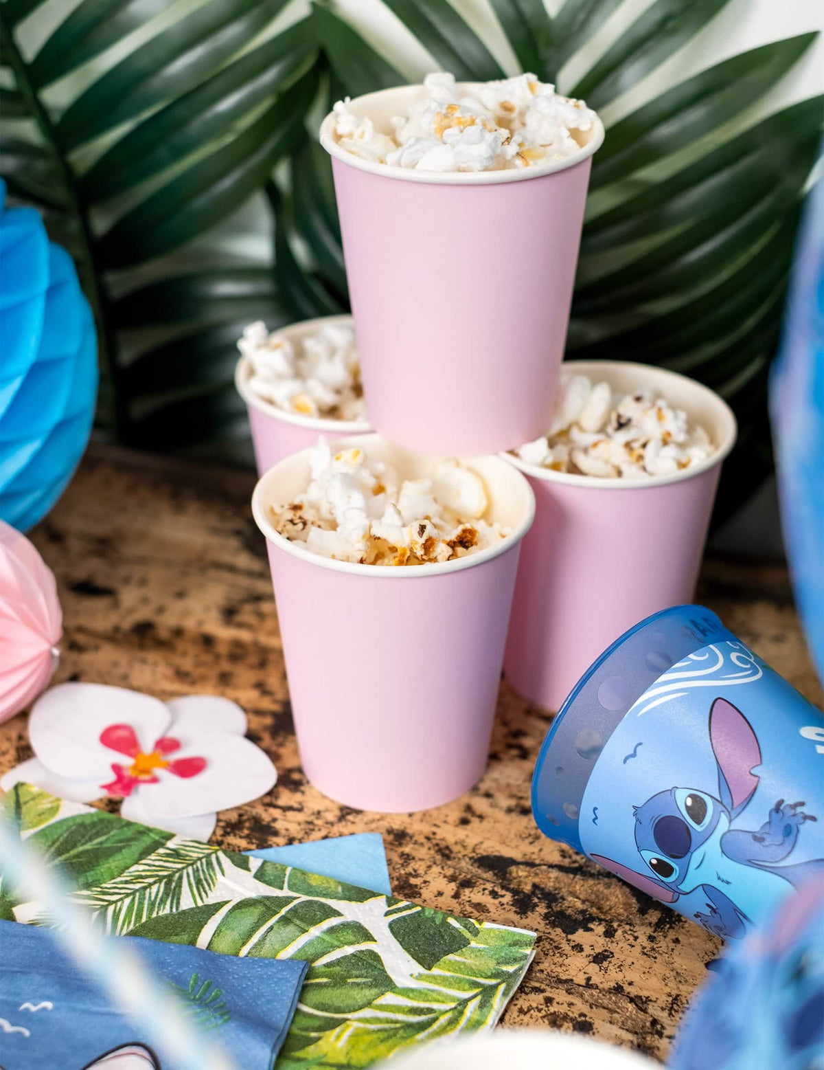 Detail na plnenie popcornom papierových pohárov na párty svetloružová 210 ml