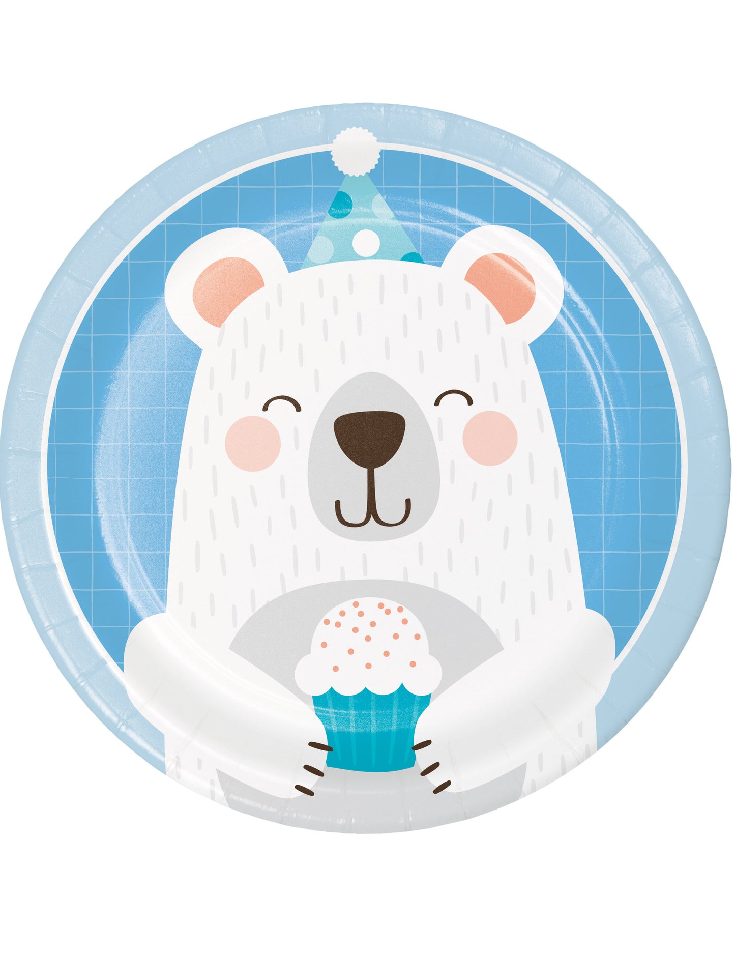 8 malých papierových tanierov s bielym medvedíkom 18 cm na narodeninové občerstvenie