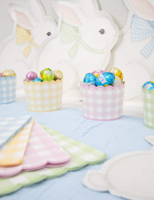 Exemple de présentation avec des chocolats des petits pots Vichy Pastel pour fête