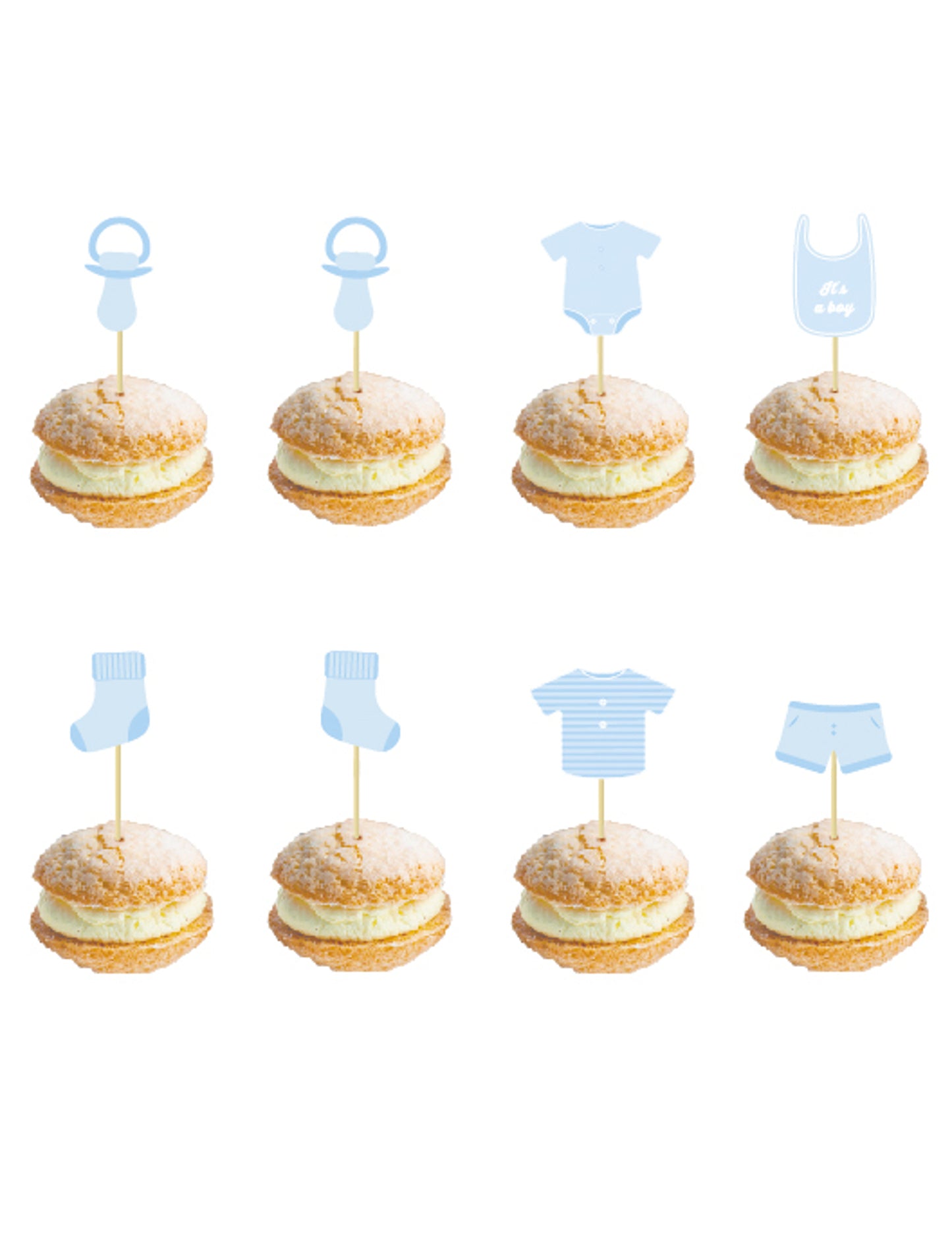 8 modrých drevených trsátok pre malé deti 10 cm na detskú oslavu