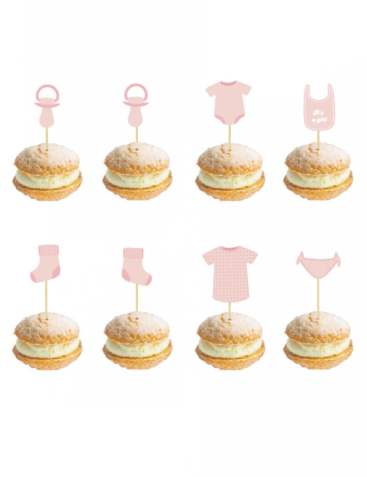 Drevené špáradlá bábätko na baby shower ružová s rôznymi motívmi