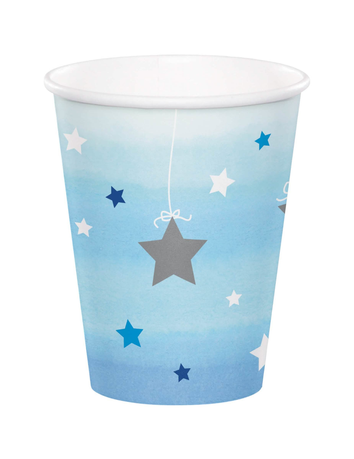 Papierové poháre One Little Star na narodeniny modré so hviezdičkami
