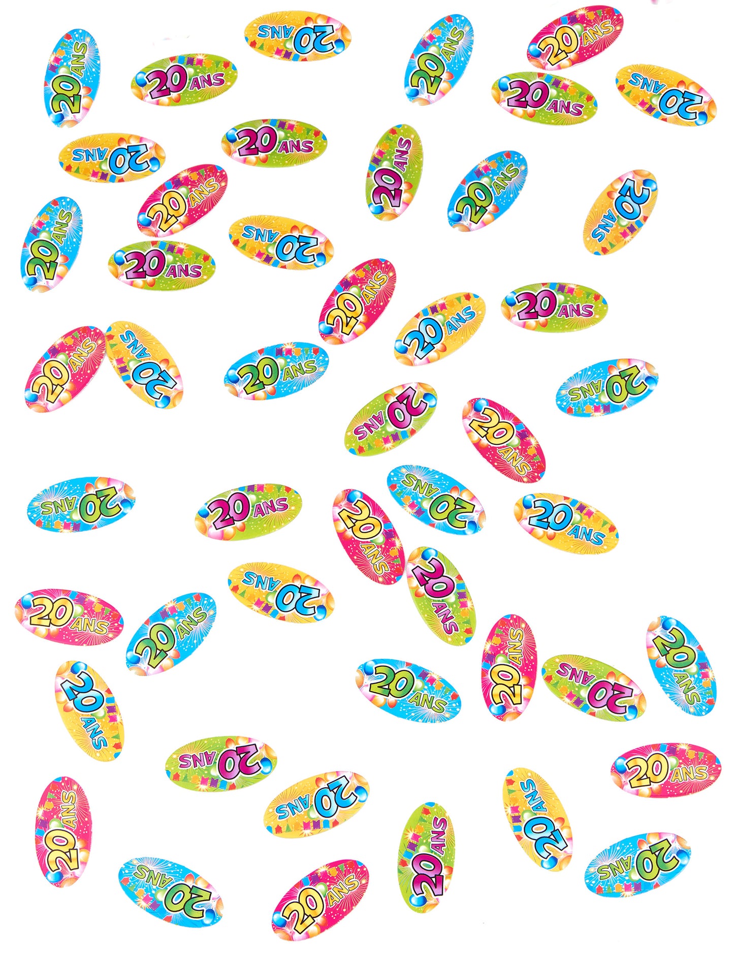 80 tabuľka tabuľky konfetti 20 rokov fiesta 4 x 2 cm