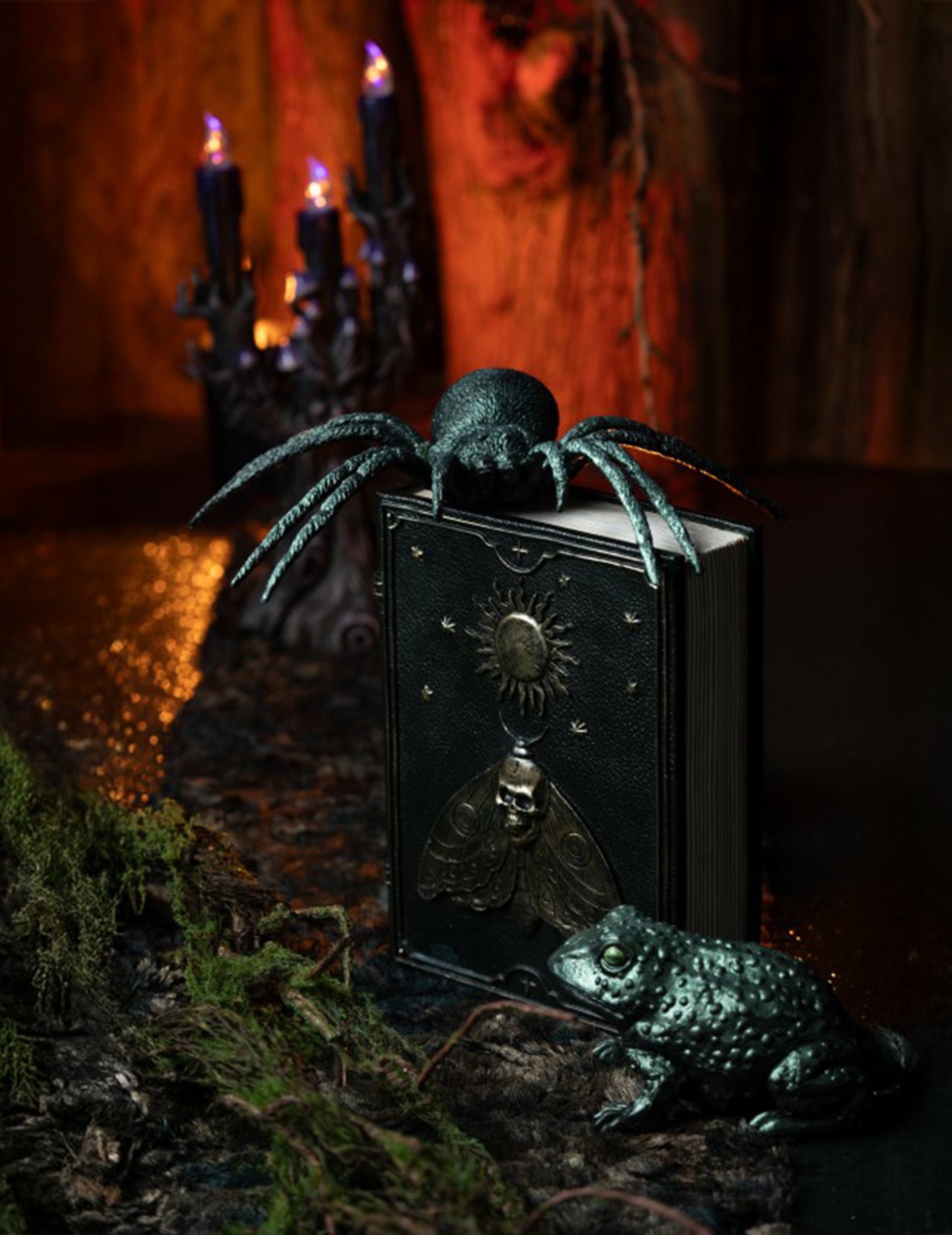 Iridescent zelený plastový pavúk 23 cm