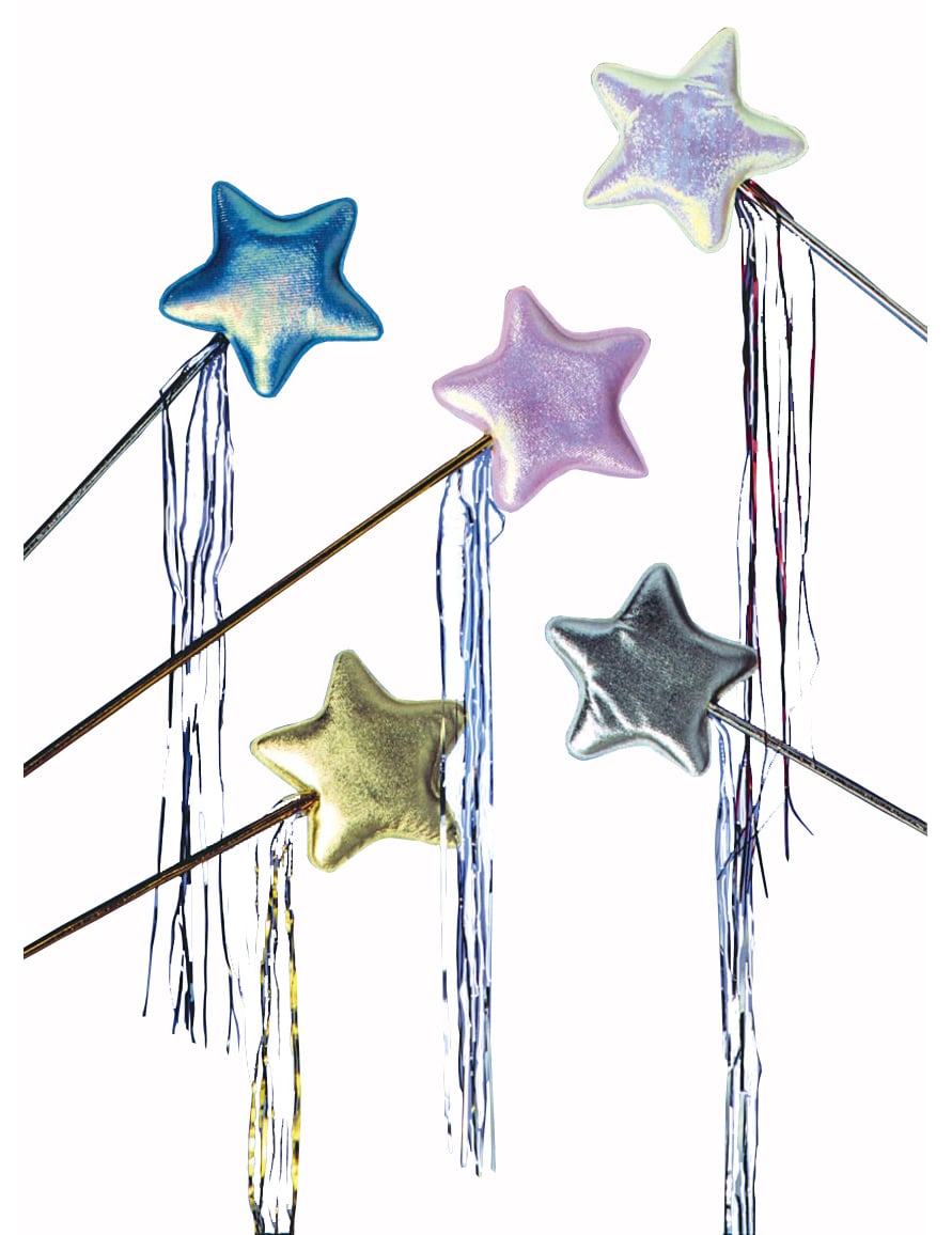 Baguette de fée pour enfant multicolore irisée avec rubans