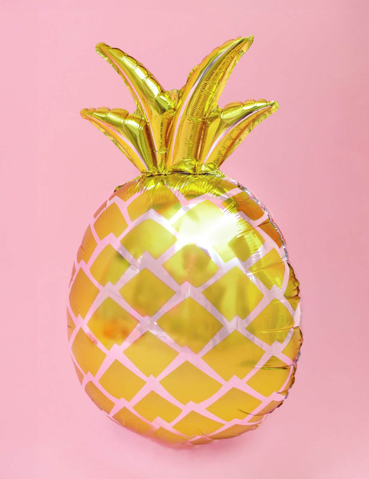 Vue de face du ballon aluminium ananas doré