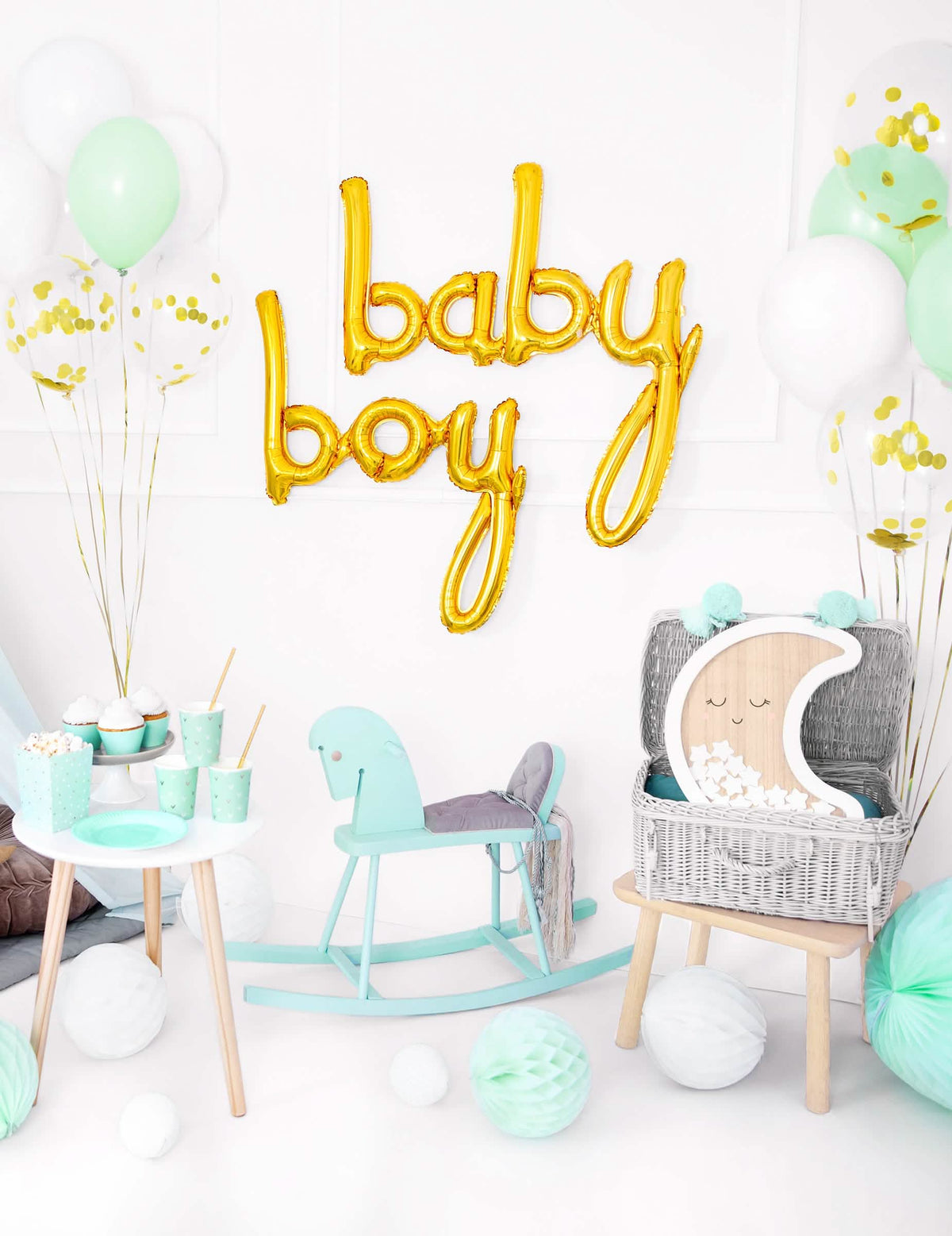 héliový balón z hliníka baby boy pre baby shower zlatá