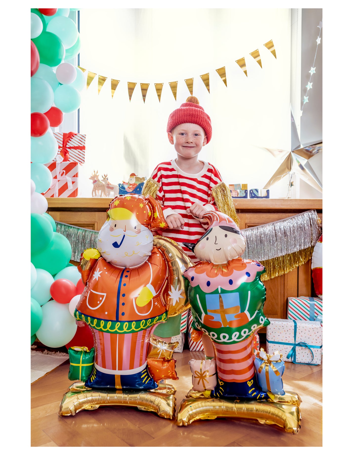 Hliníkový guľôčkový škriatok Santa Claus 46 x 88 cm