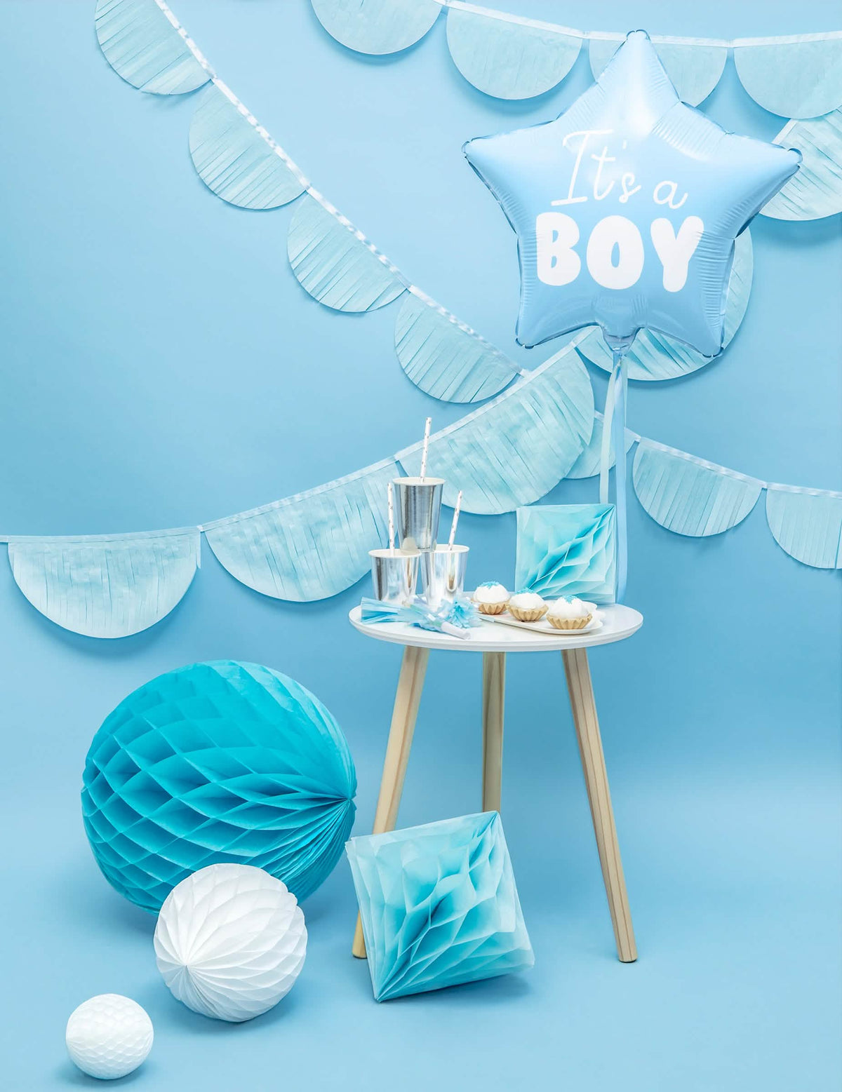 Dekoratívna aranžácia hliníkovej hviezda balónika it's a boy na baby shower modrá