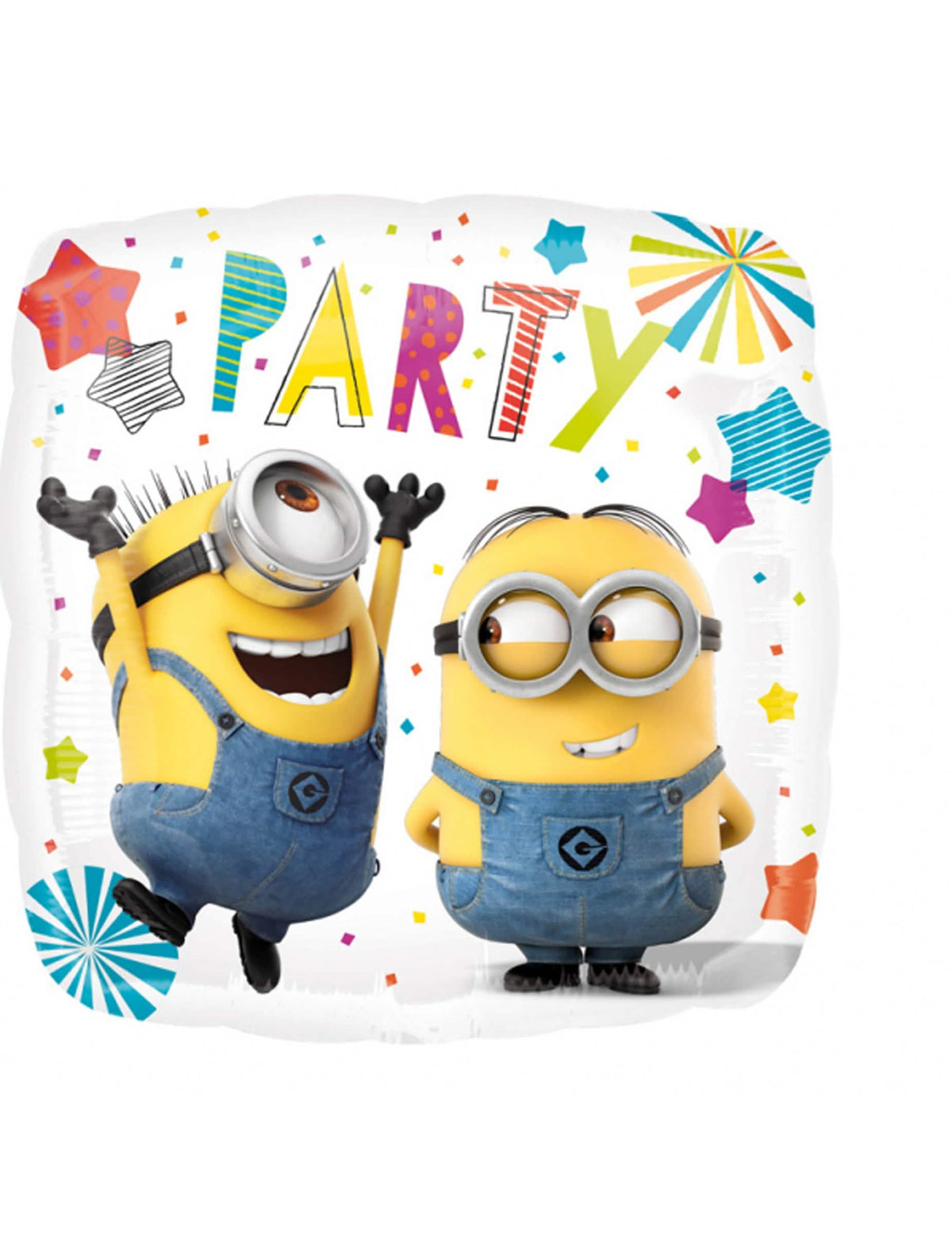 Hliníkový balón Mimoni Party pre dieťa žltá a modrá s konfety