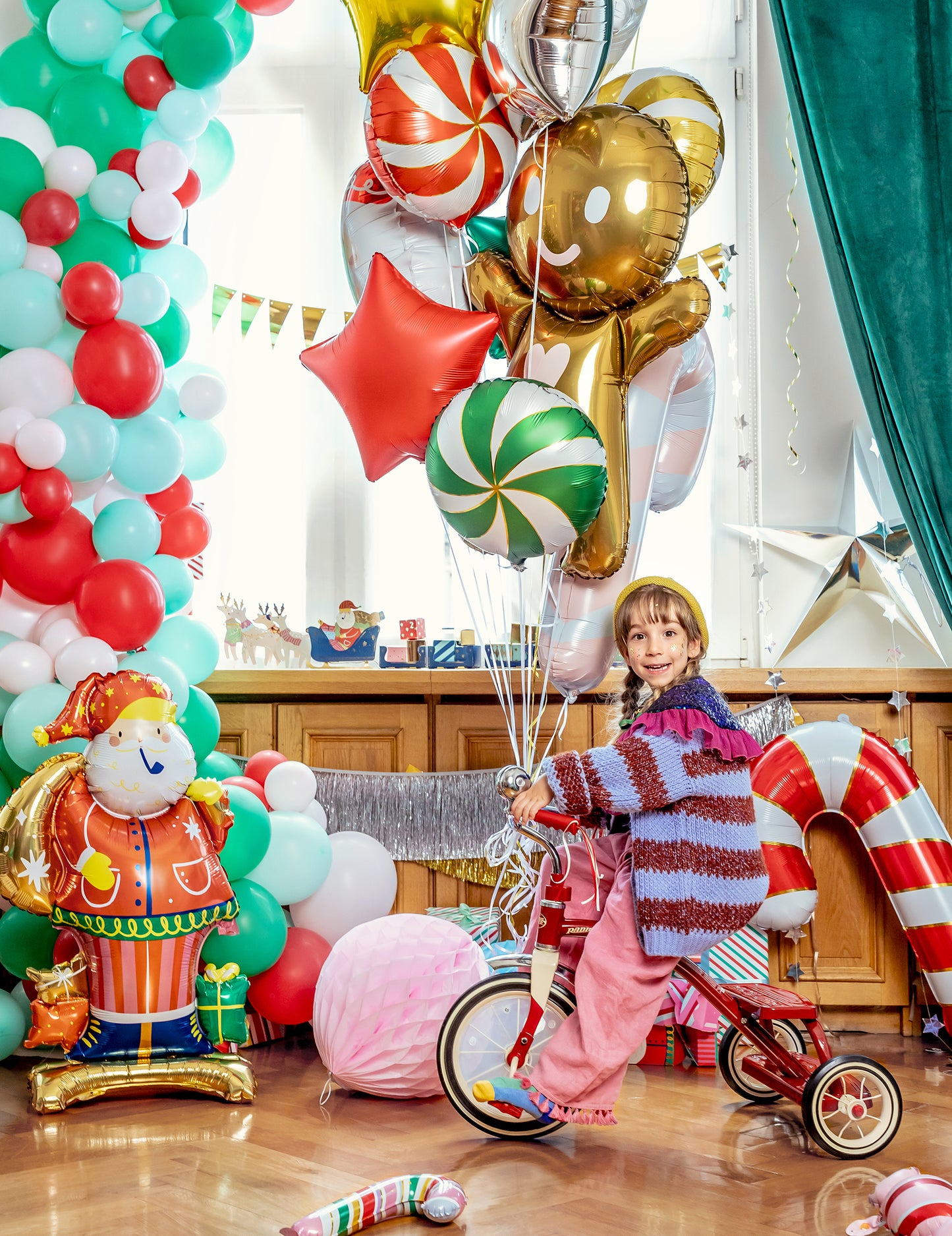Hliníková guľa Santa Claus 63 x 106 cm