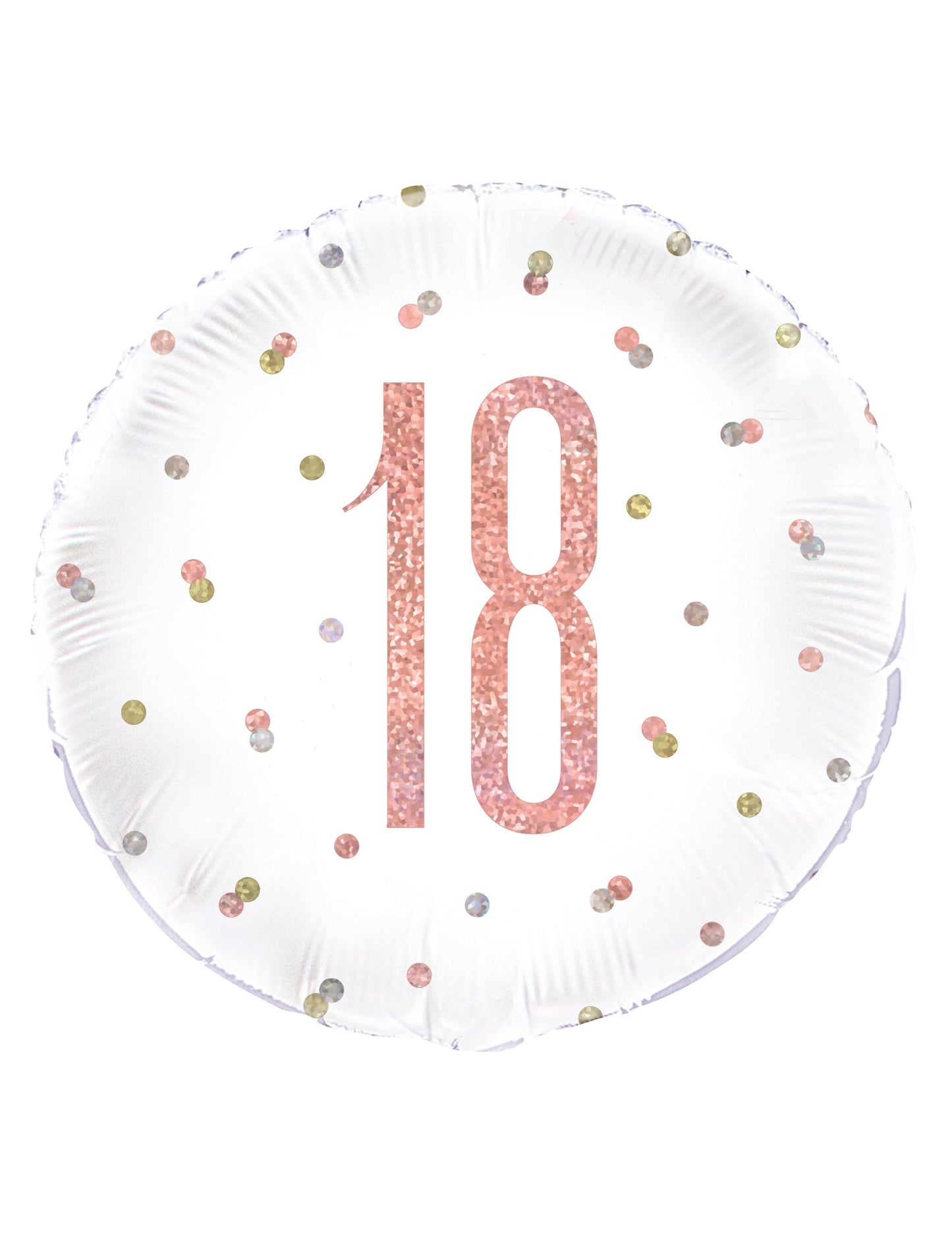 Ballon en aluminium 18 pour anniversaire blanc et rose pailleté