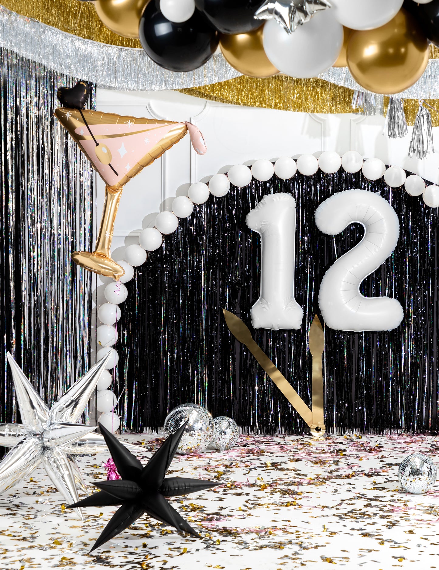 Hliníkový balón ružový a zlatý koktail sklenený 126 x 93 cm