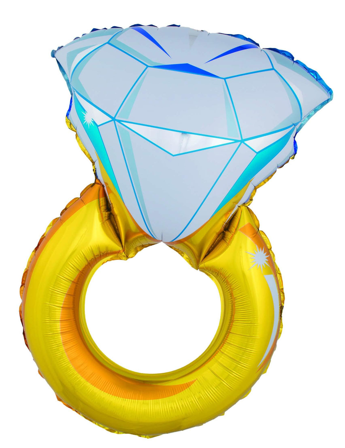 Balónový prsteň s diamantem na oslavu zlatá a modrá
