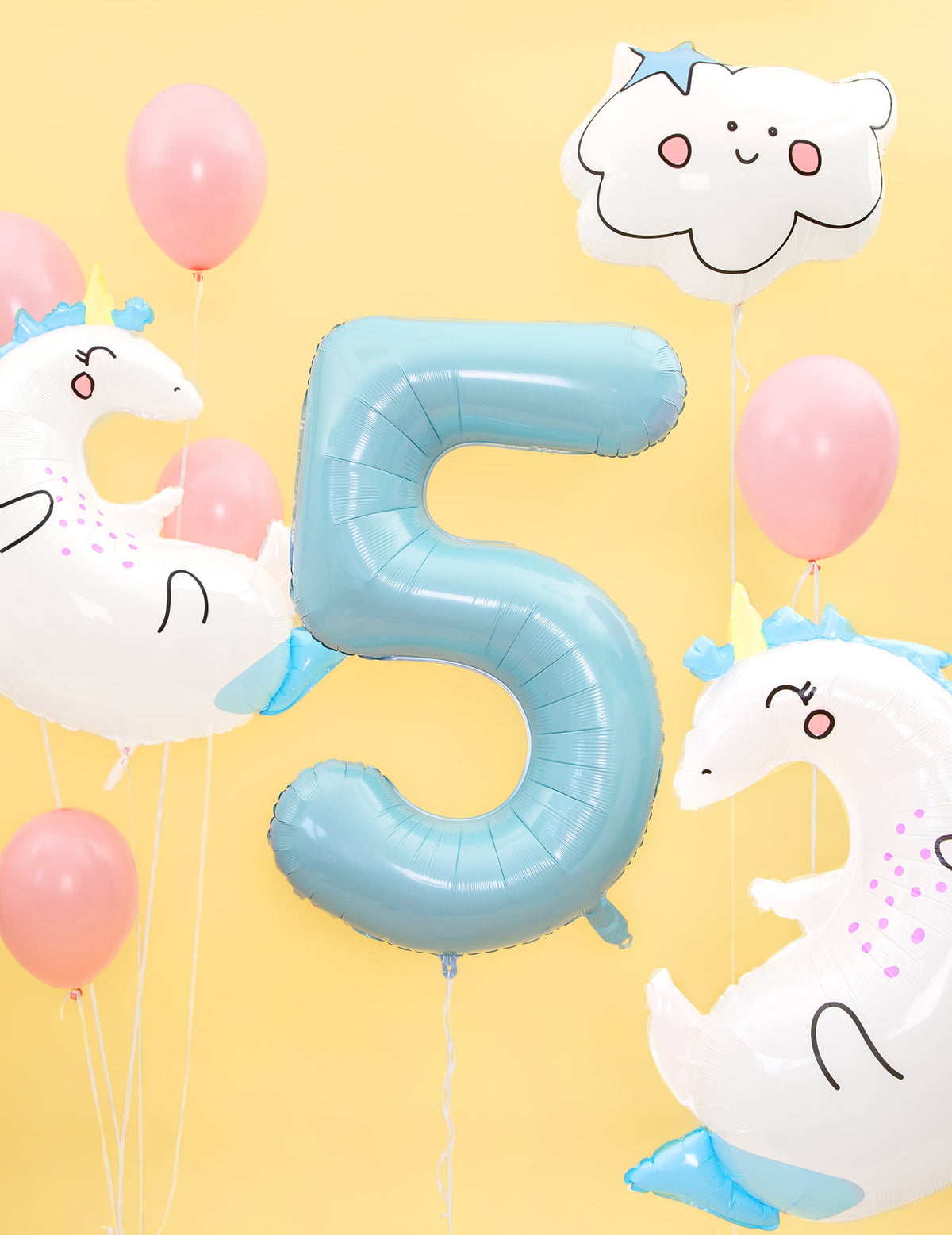 Chiffre 5 du ballon géant chiffre pour fête bleu pastel