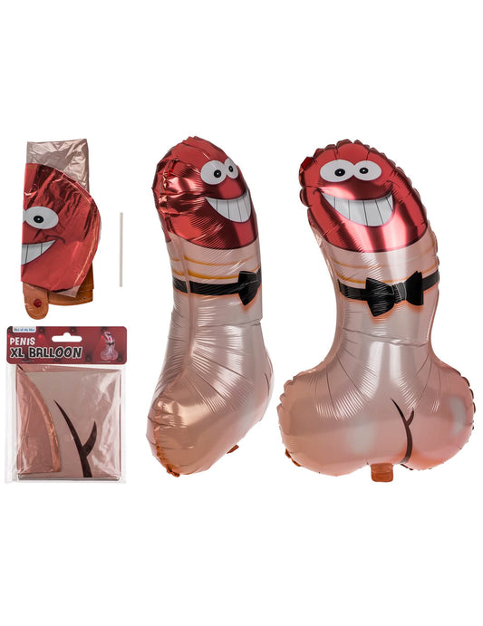 Packaging et différentes vues du ballon humoristique zizi