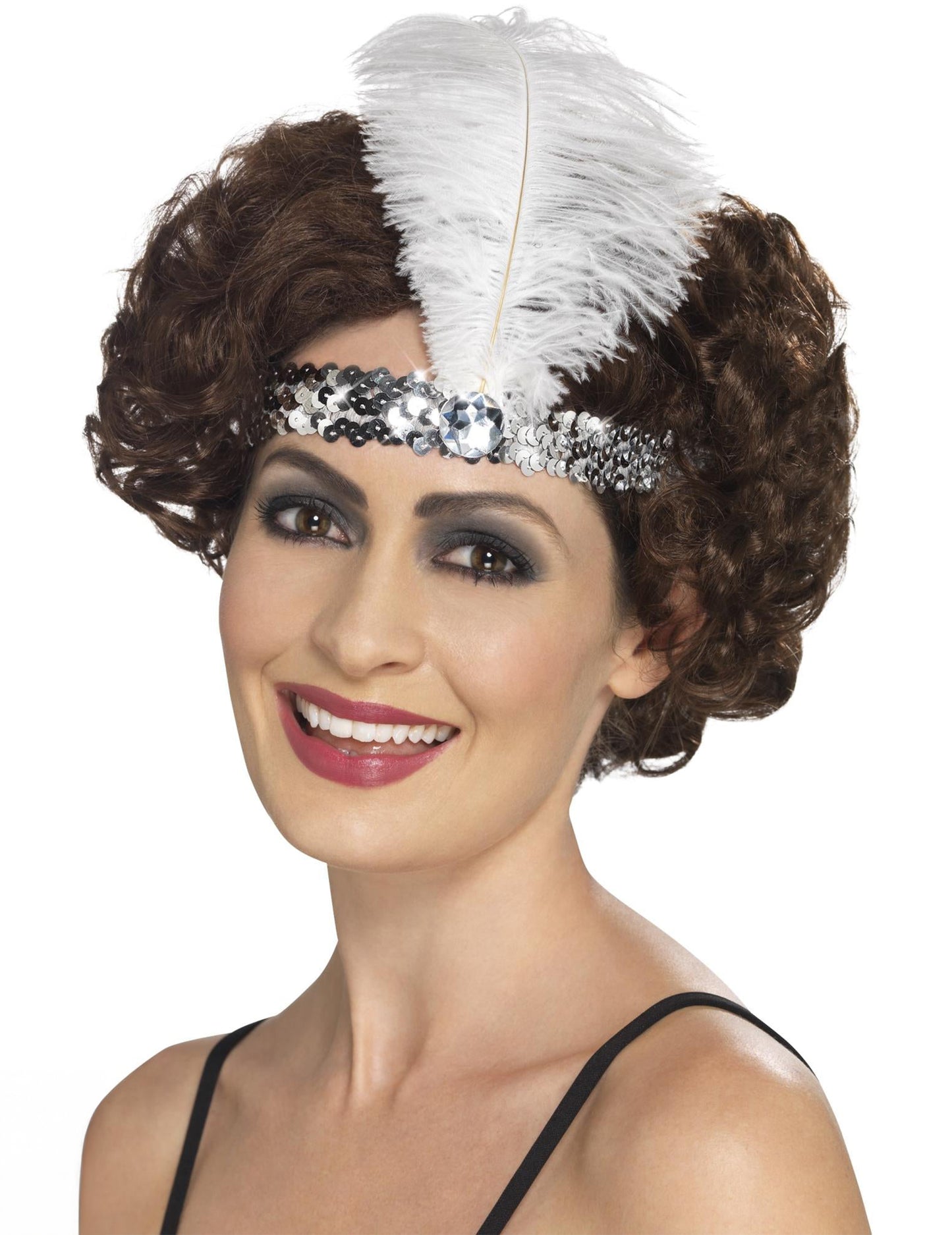 Charleston Banner s flitrami a strieborné perie žena žena