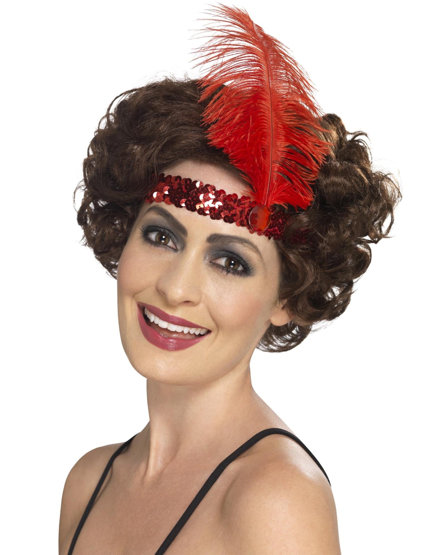 Charleston Banner s flitrami a červeným ženským perím