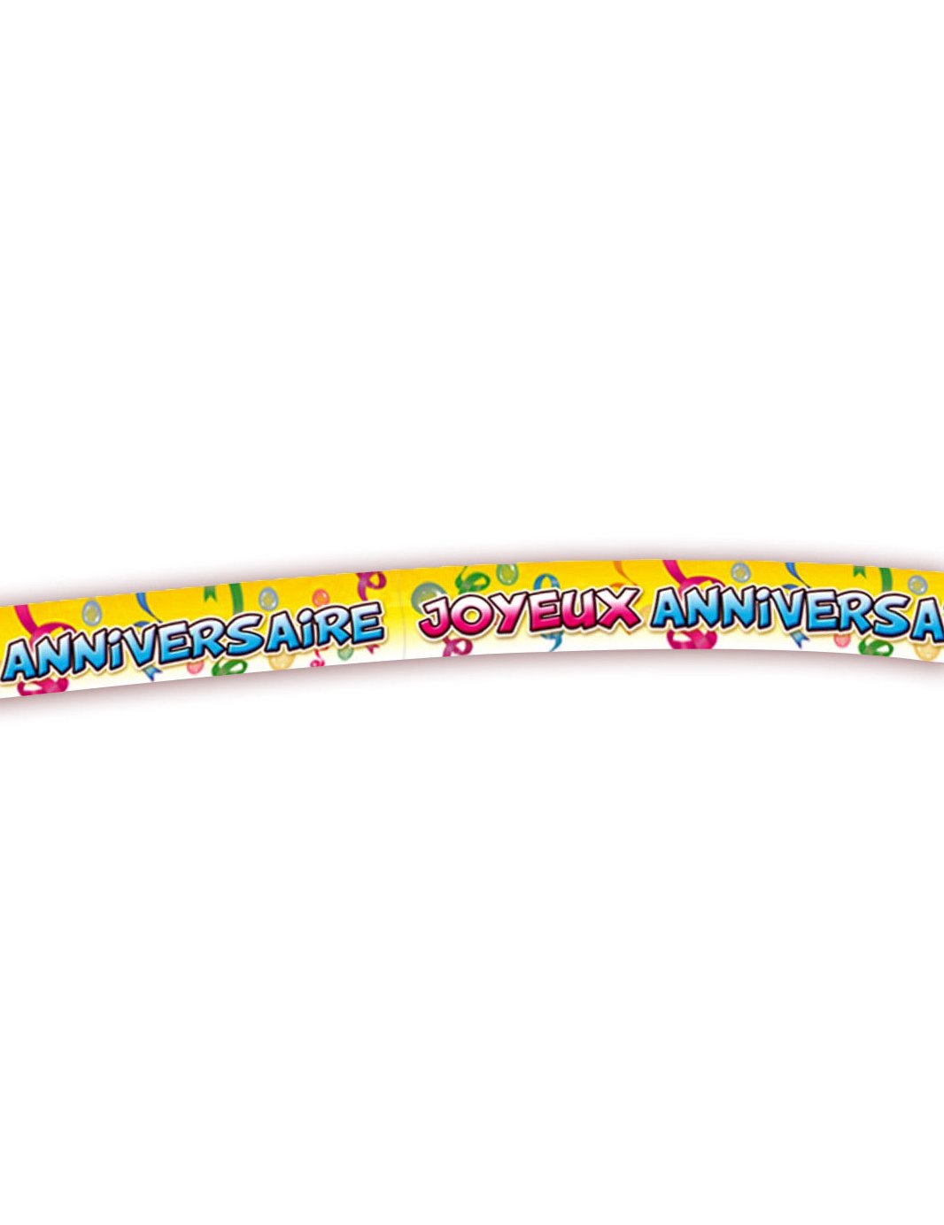 Banderole Šťastné narodeniny na žltú oslavu s balónmi a farebnými serpentínami