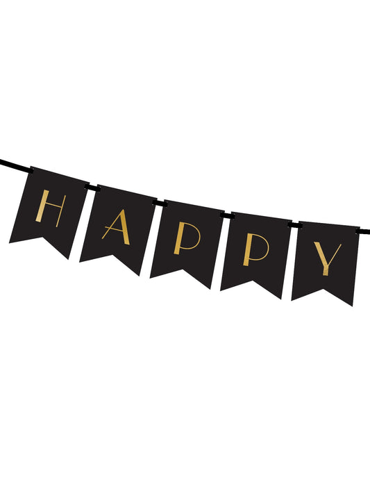 Gros plan sur le mot HAPPY de la bannière Happy New Year