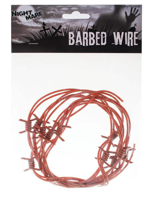 Vue dans son emballage du barbelé de décoration pour adulte marron effet rouille