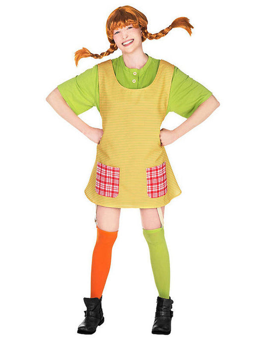 Bas Fifi Brindacier pour femme orange et vert