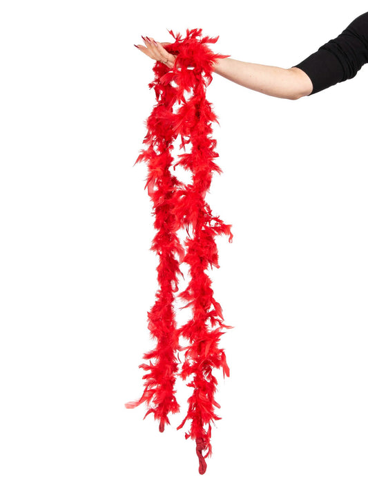 Vue de la longueur du boa pour adulte rouge 40g