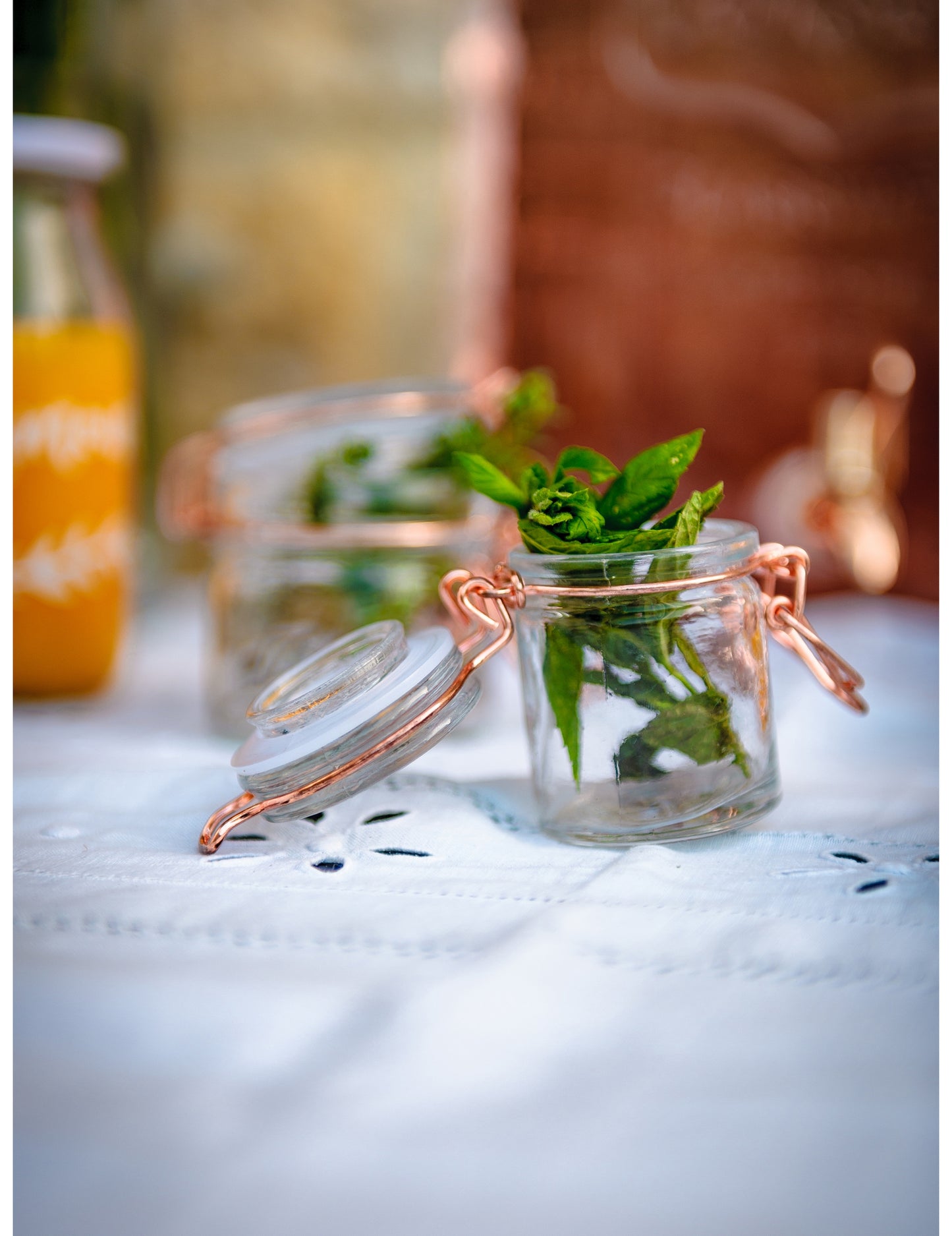 Ružozlatá zaváracia nádoba 4 x 6 cm 40 ml v retro pohári